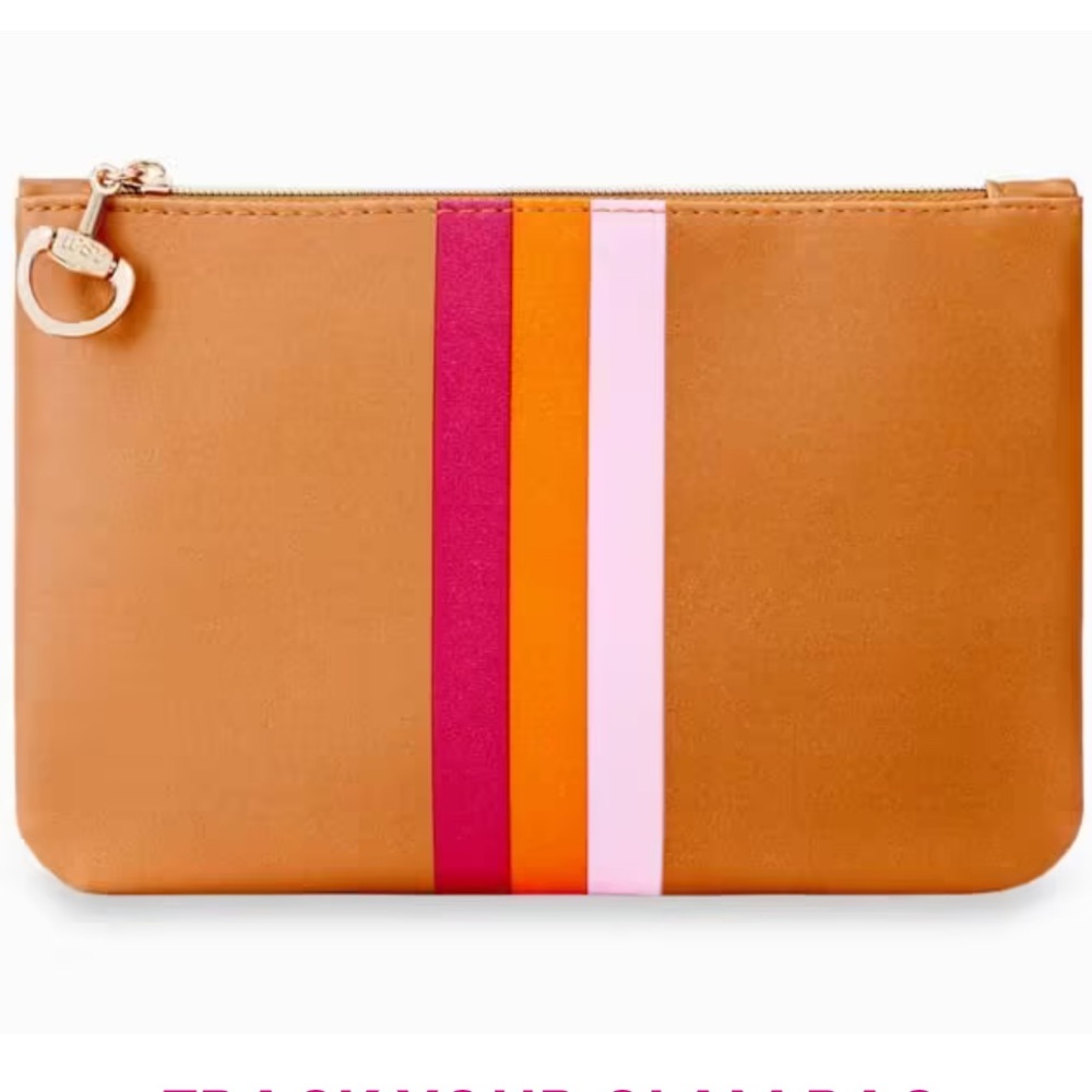 Ipsy glam bag tan stripe NWOT